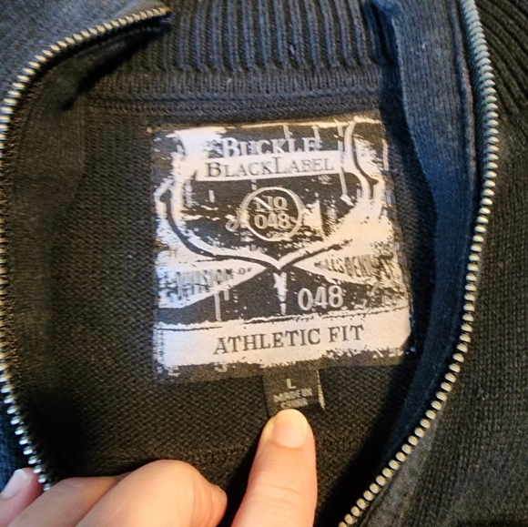 Buckle Black Athletic Fit Military Style Sweater Size Large - Picture 4 of 11
